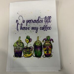 Festive Coffee Kitchen Towel - White and Purple